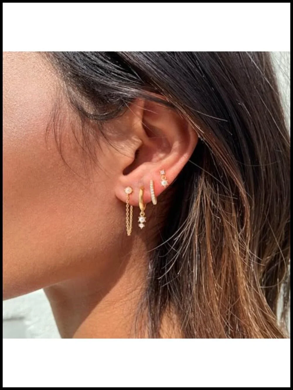 Dainty Gold Plated Huggie Hoop & Stud Earring Set, Hypoallergenic CZ Earrings